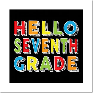 Hello Seventh Grade Kids Back To School 7th Grade Team Party design Posters and Art